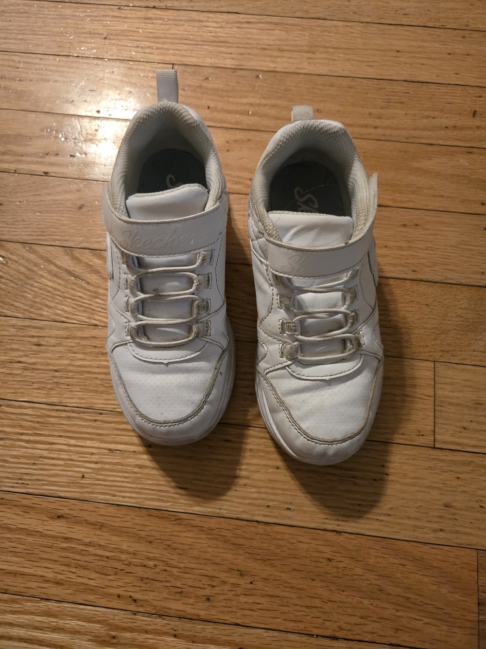Skechers Kids White Velcro & Elastic Lace Sneakers